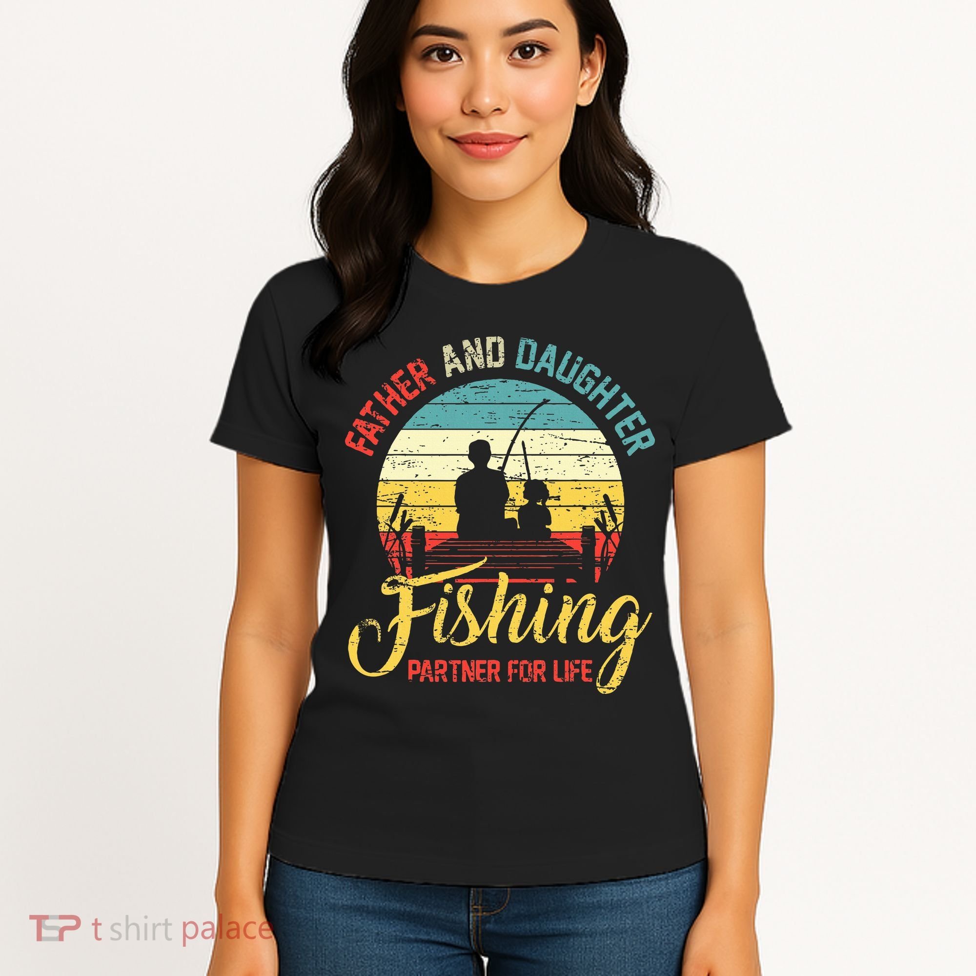 Father Daughter Fishing Partner For Life Retro Matching Dad Women's T-Shirt