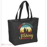 Father Daughter Fishing Partner For Life Retro Matching Dad Tote Bag thumb 2