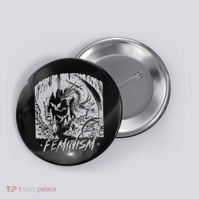 Feminism Dragon Fantasy Button