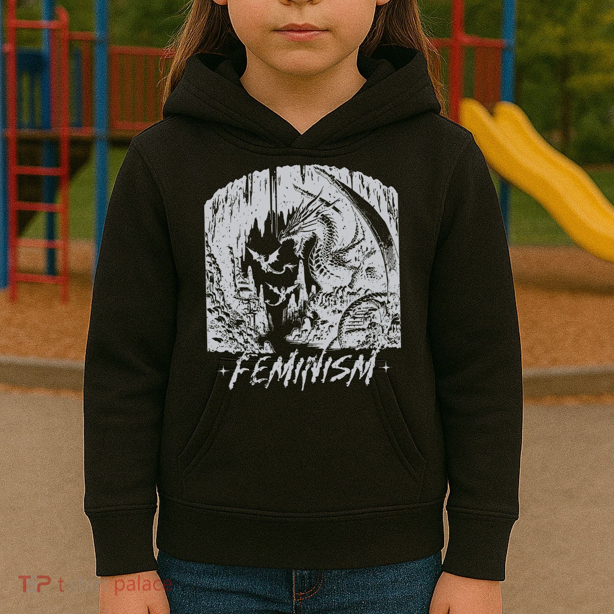 Feminism Dragon Fantasy Kids Hoodie