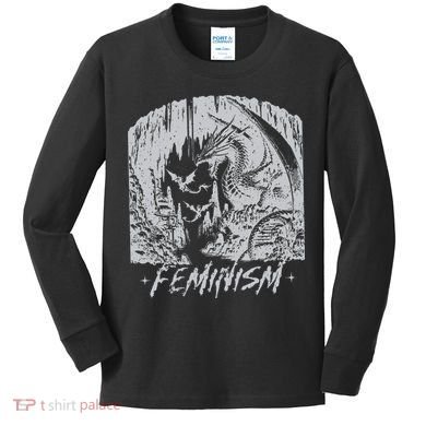 Feminism Dragon Fantasy Kids Long Sleeve Shirt
