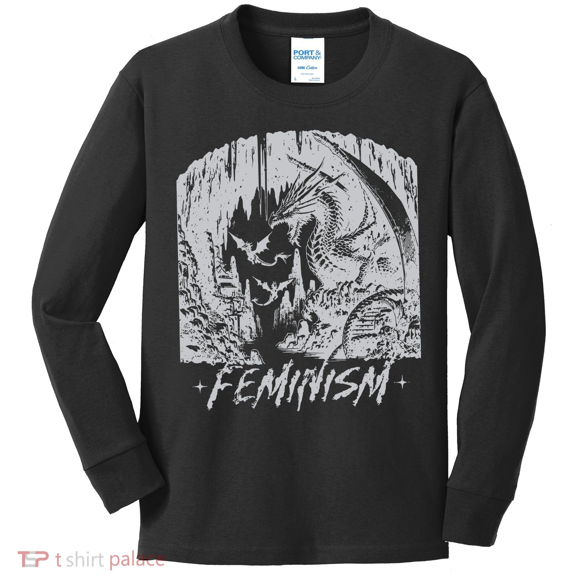 Feminism Dragon Fantasy Kids Long Sleeve Shirt