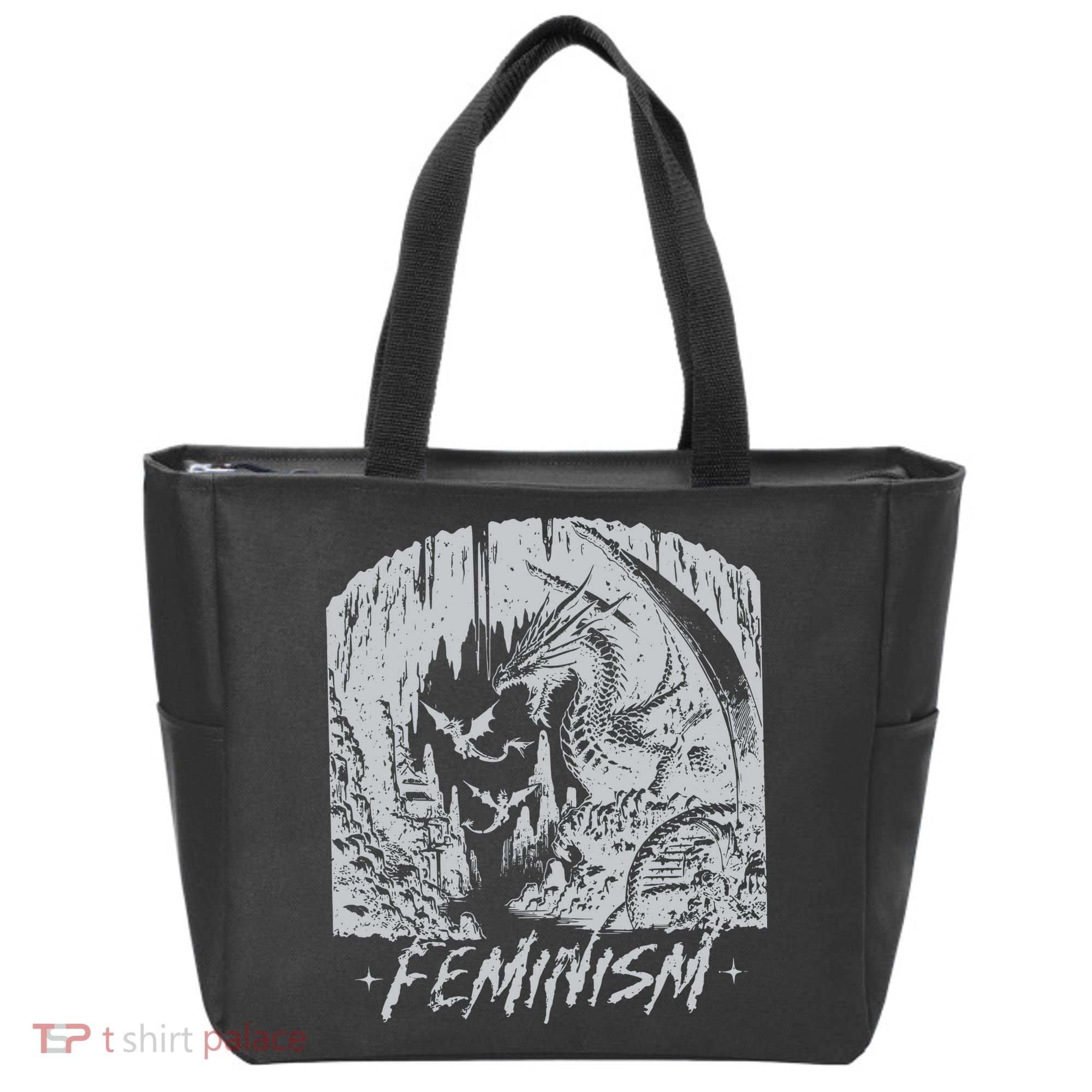 Feminism Dragon Fantasy Tote Bag