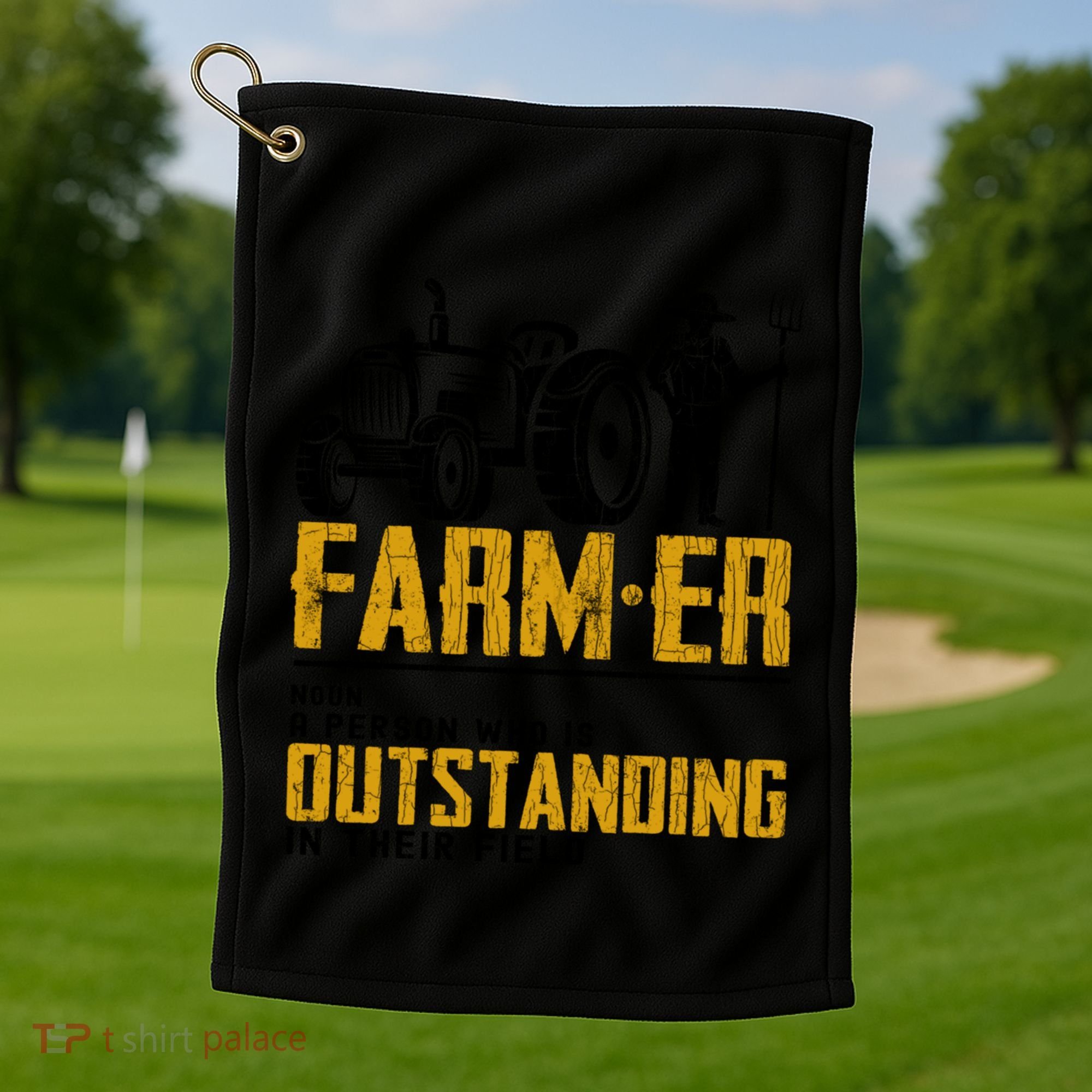 Farmer Definition Funny Farming Farm Tractor Animals Graphic Gift Golf Towel