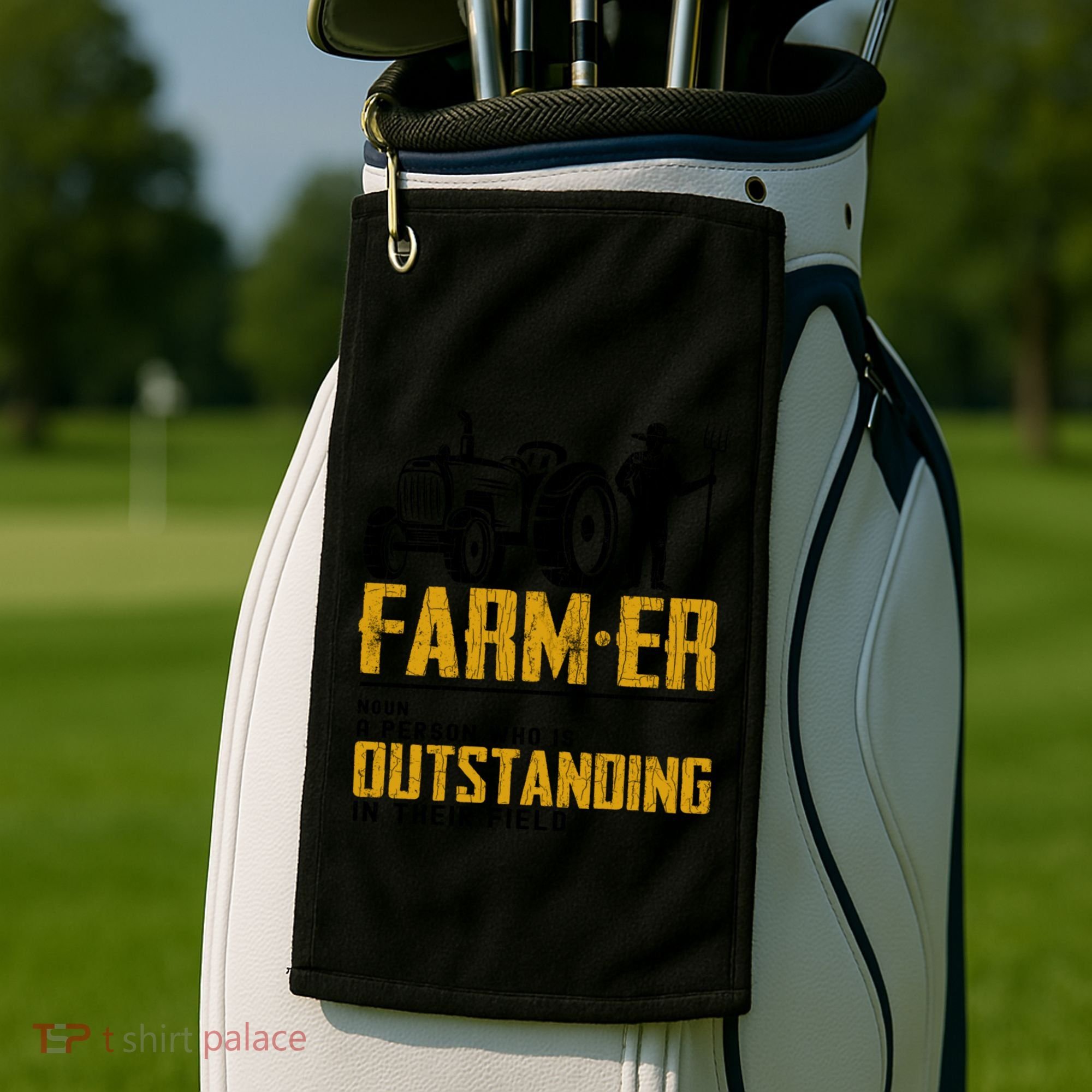 Farmer Definition Funny Farming Farm Tractor Animals Graphic Gift Golf Towel