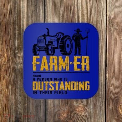 Farmer Definition Funny Farming Farm Tractor Animals Graphic Gift Coaster