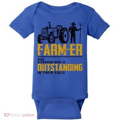 Farmer Definition Funny Farming Farm Tractor Animals Graphic Gift Baby Bodysuit