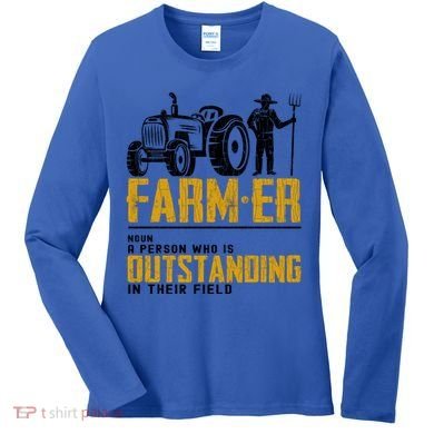 Farmer Definition Funny Farming Farm Tractor Animals Graphic Gift Women's Long Sleeve Shirt