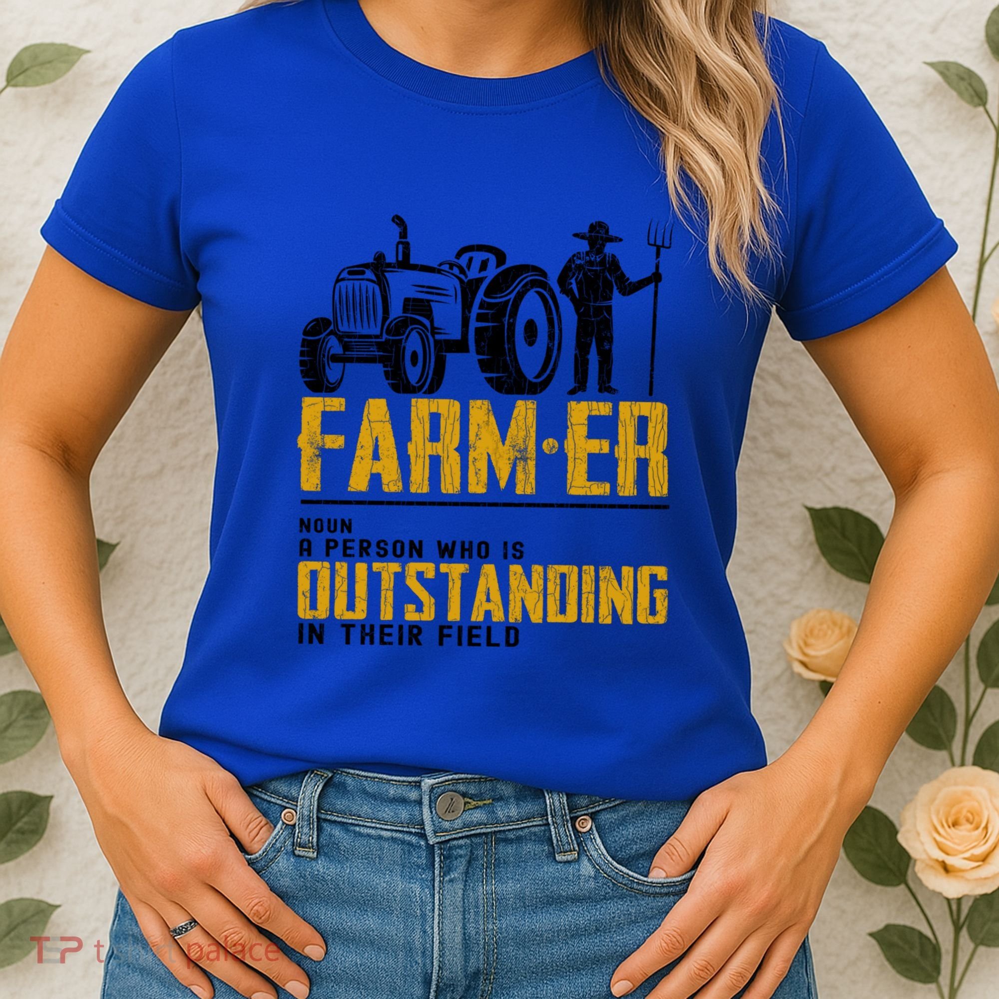 Farmer Definition Funny Farming Farm Tractor Animals Graphic Gift Women's T-Shirt