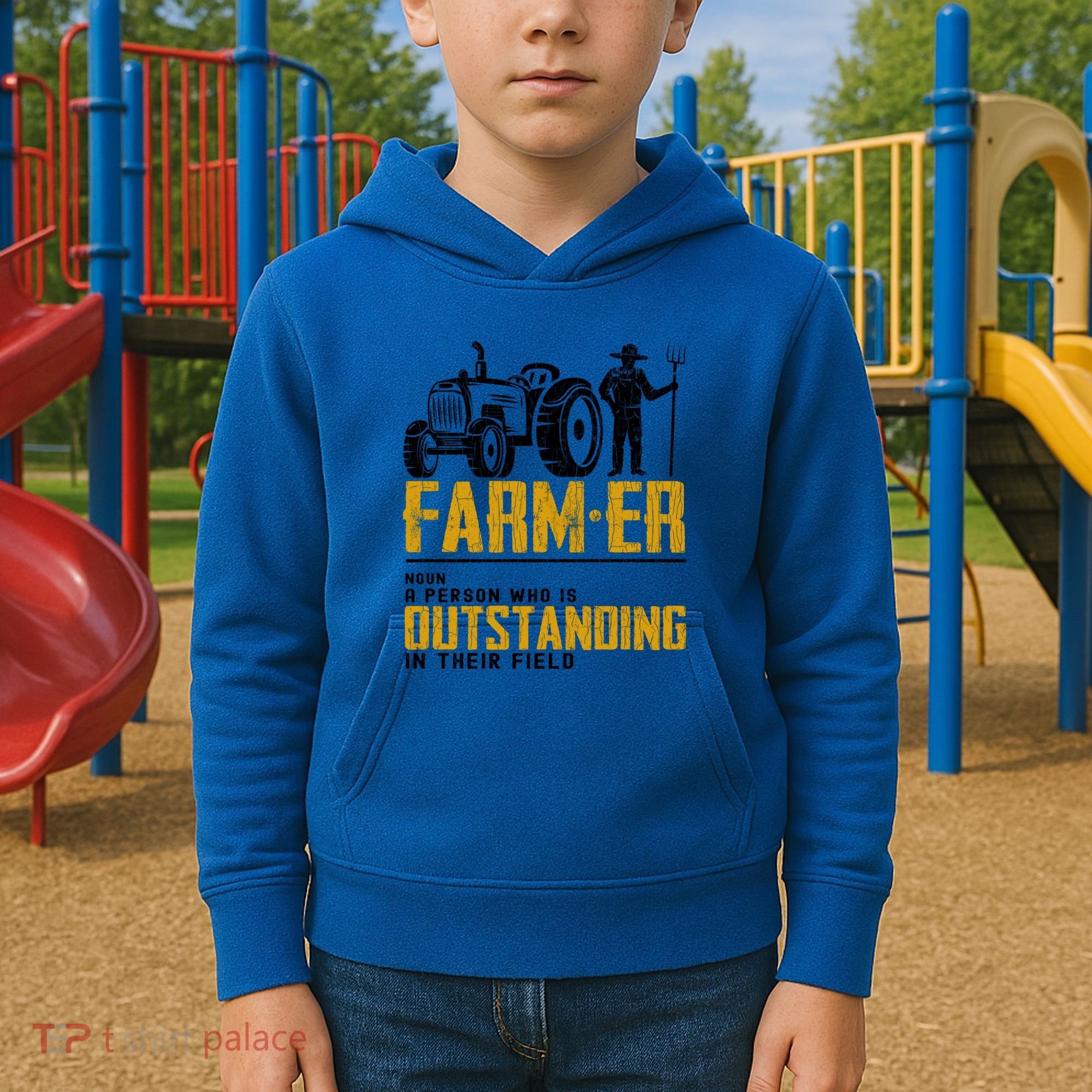 Farmer Definition Funny Farming Farm Tractor Animals Graphic Gift Kids Hoodie