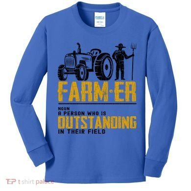 Farmer Definition Funny Farming Farm Tractor Animals Graphic Gift Kids Long Sleeve Shirt