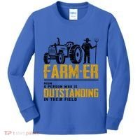 Farmer Definition Funny Farming Farm Tractor Animals Graphic Gift Kids Long Sleeve Shirt thumb 0