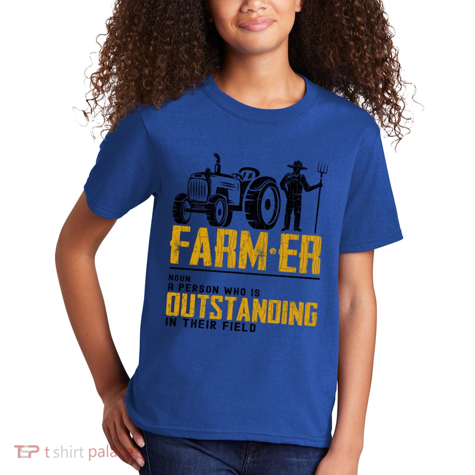 Farmer Definition Funny Farming Farm Tractor Animals Graphic Gift Kids T-Shirt