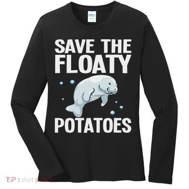 Funny Designs For Women Floaty Potato Sea Cows Women's Long Sleeve Shirt