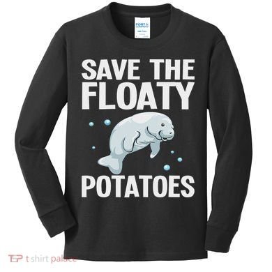 Funny Designs For Women Floaty Potato Sea Cows Kids Long Sleeve Shirt