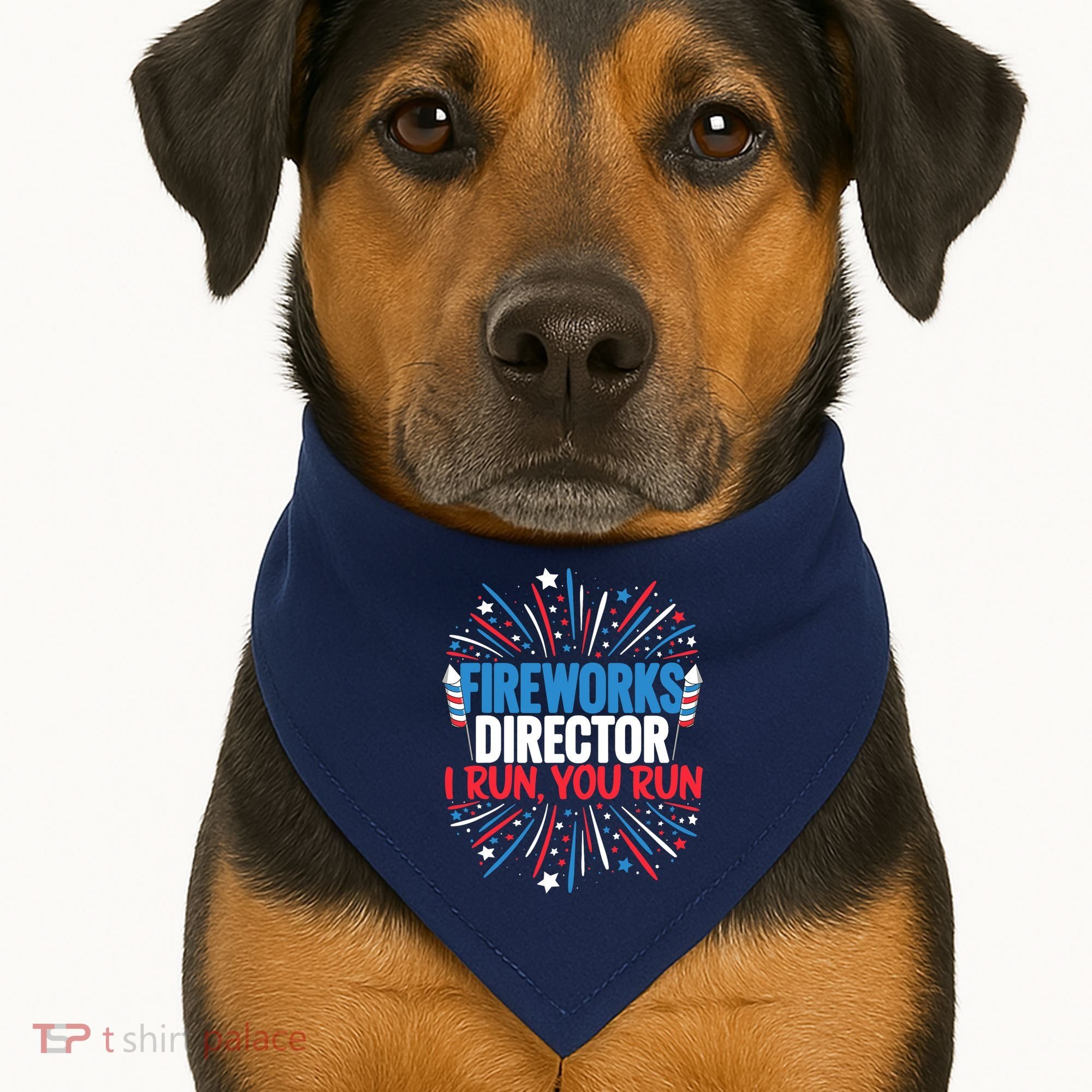 Fireworks Director Funny 4th of July Firework Director USA-Made Doggie Bandana