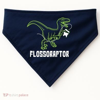 Flossoraptor Dinosaur Funny Pediatric Dentist USA-Made Doggie Bandana