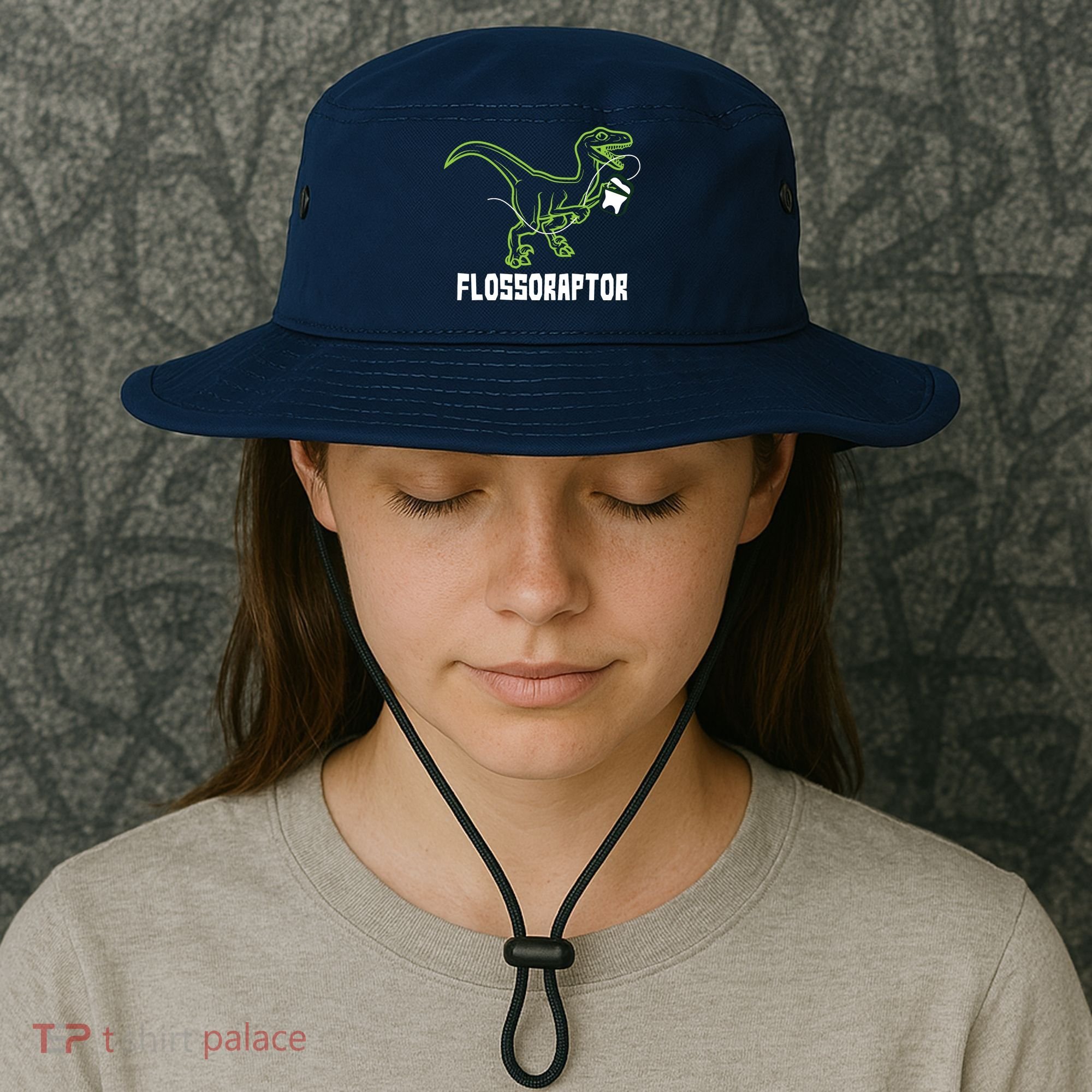 Flossoraptor Dinosaur Funny Pediatric Dentist Bucket Hat