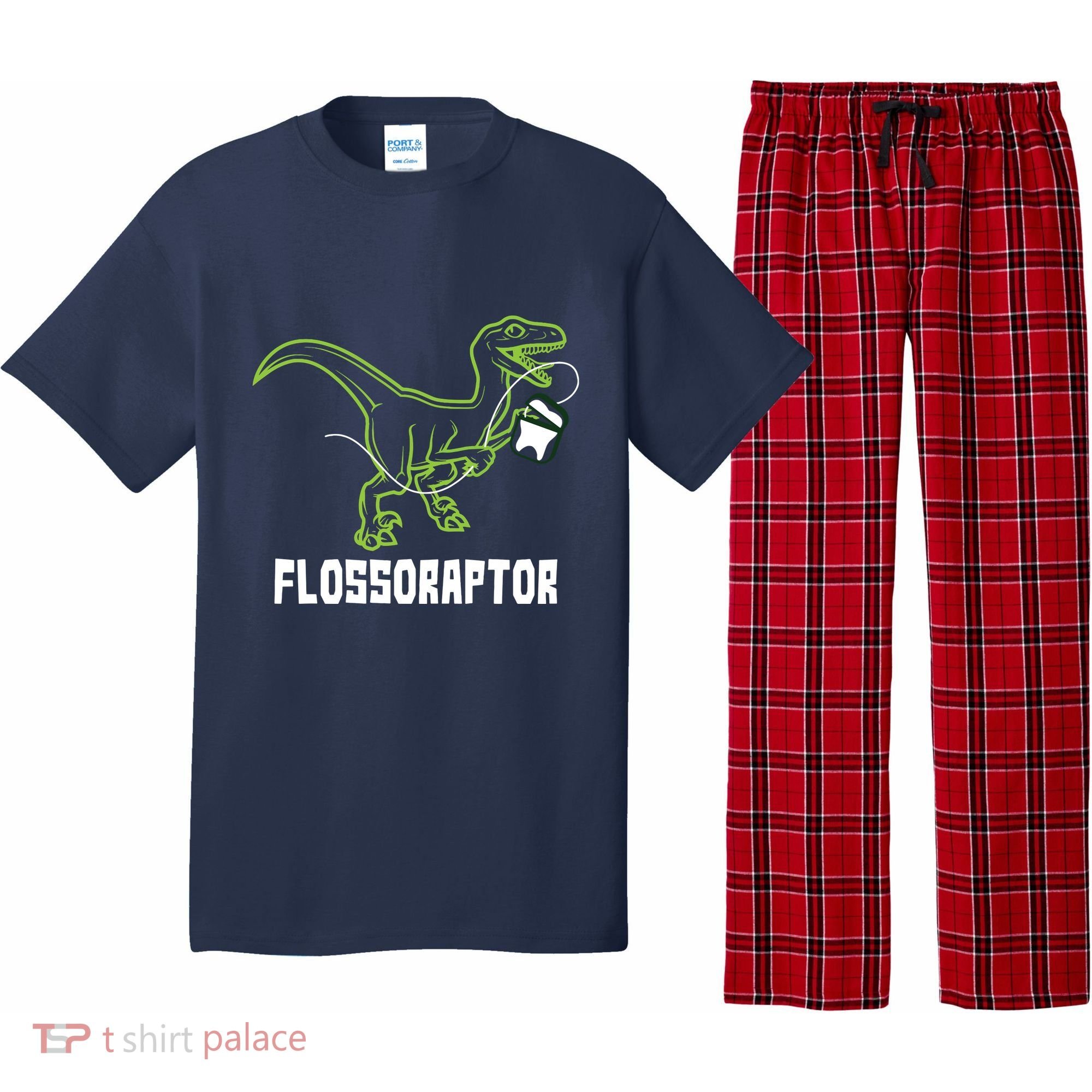 Flossoraptor Dinosaur Funny Pediatric Dentist Pajama Set
