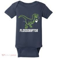 Flossoraptor Dinosaur Funny Pediatric Dentist Baby Bodysuit thumb 0