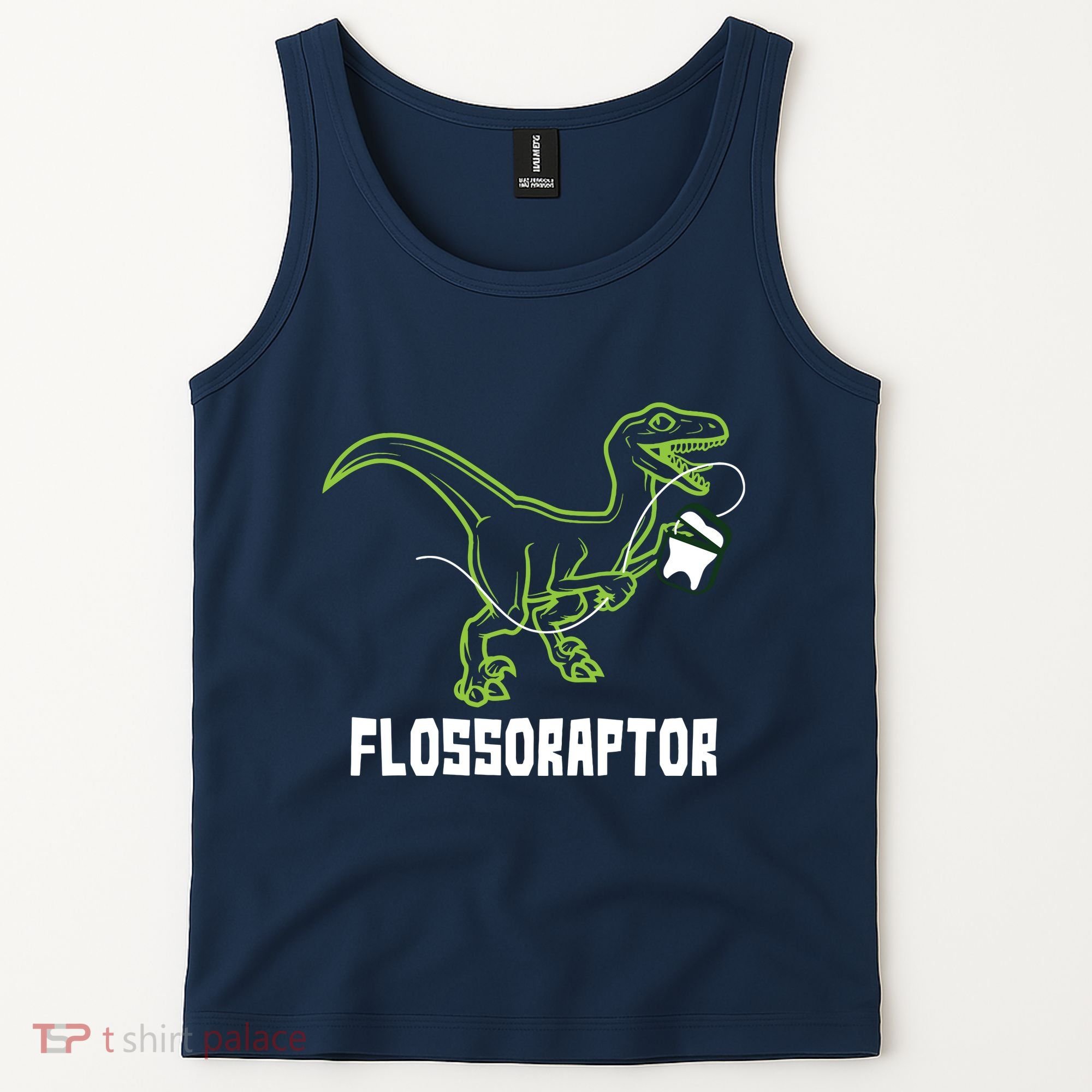 Flossoraptor Dinosaur Funny Pediatric Dentist Tank Top