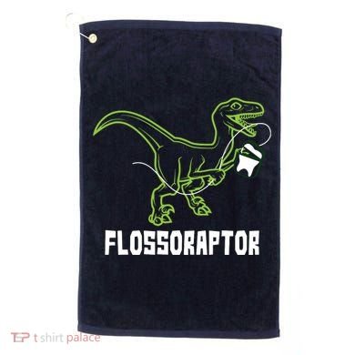 Flossoraptor Dinosaur Funny Pediatric Dentist Golf Towel