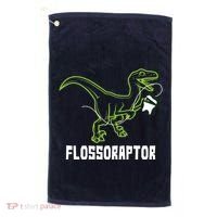 Flossoraptor Dinosaur Funny Pediatric Dentist Golf Towel thumb 0
