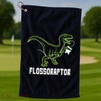 Flossoraptor Dinosaur Funny Pediatric Dentist Golf Towel thumb 1