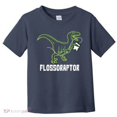 Flossoraptor Dinosaur Funny Pediatric Dentist Toddler T-Shirt