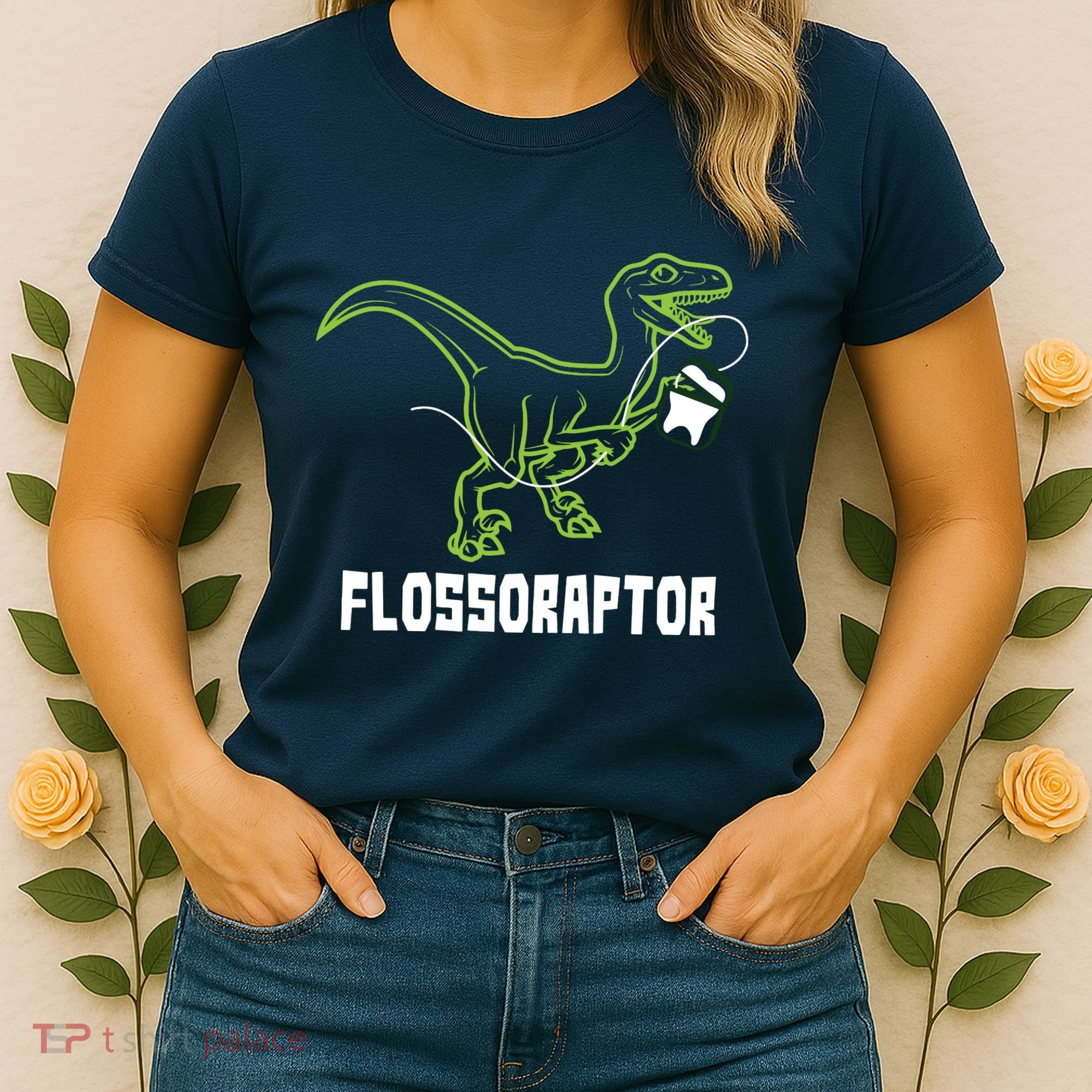 Flossoraptor Dinosaur Funny Pediatric Dentist Women's T-Shirt