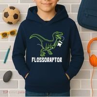 Flossoraptor Dinosaur Funny Pediatric Dentist Kids Hoodie thumb 2