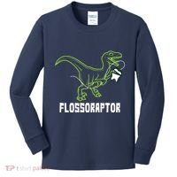Flossoraptor Dinosaur Funny Pediatric Dentist Kids Long Sleeve Shirt thumb 0