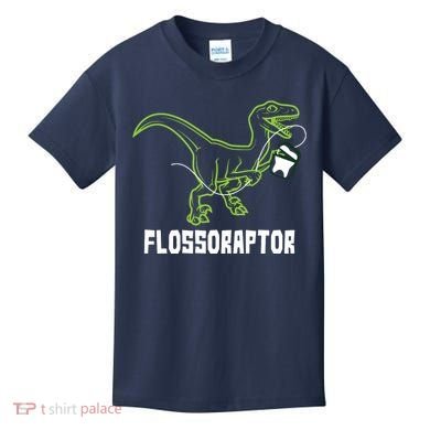 Flossoraptor Dinosaur Funny Pediatric Dentist Kids T-Shirt
