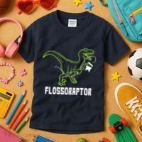 Flossoraptor Dinosaur Funny Pediatric Dentist Kids T-Shirt thumb 3