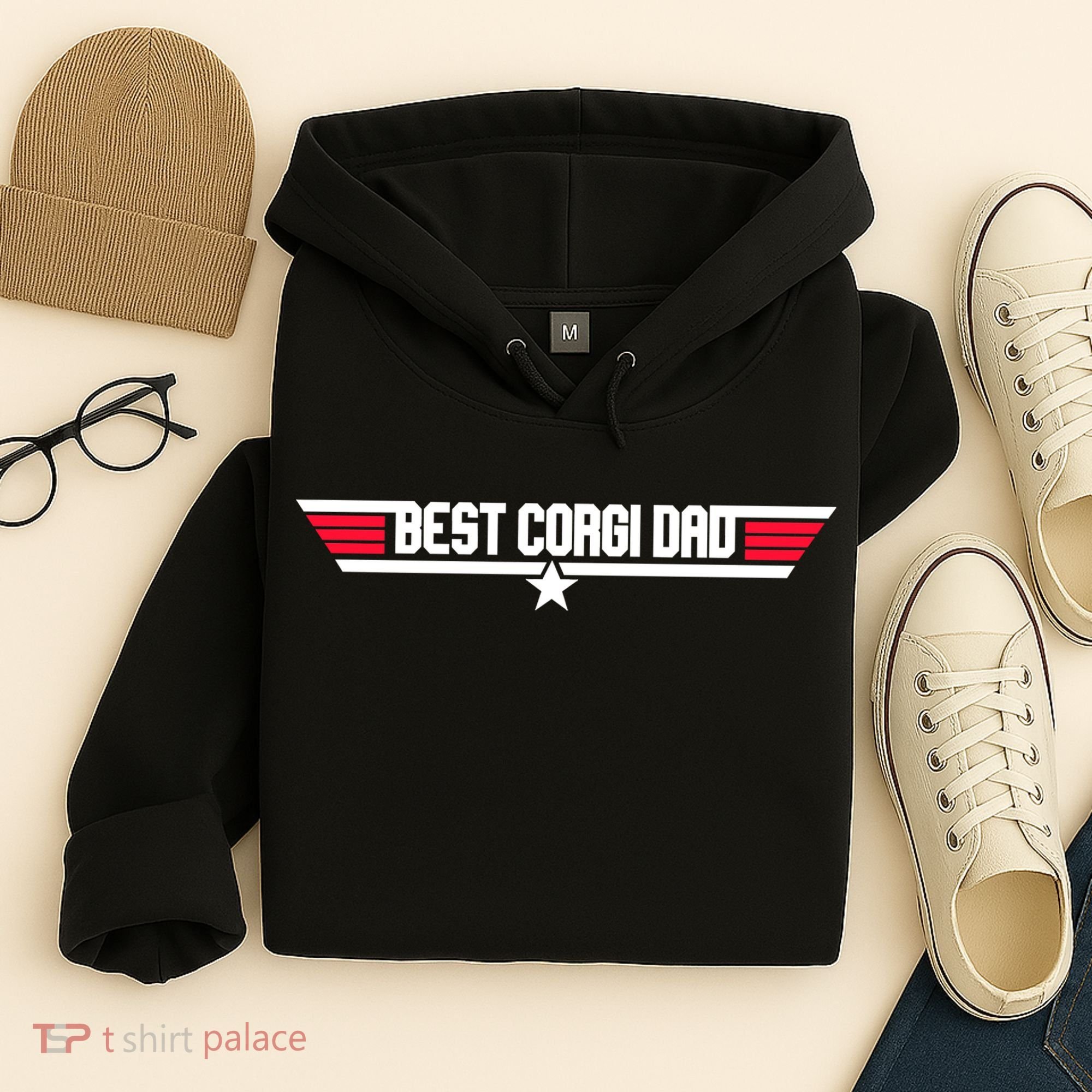 Father's Day Funny Dog Father 80s Best Corgi Dad Hoodie