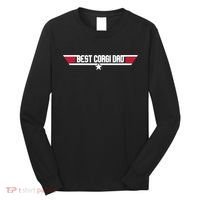 Father's Day Funny Dog Father 80s Best Corgi Dad Long Sleeve Shirt thumb 0