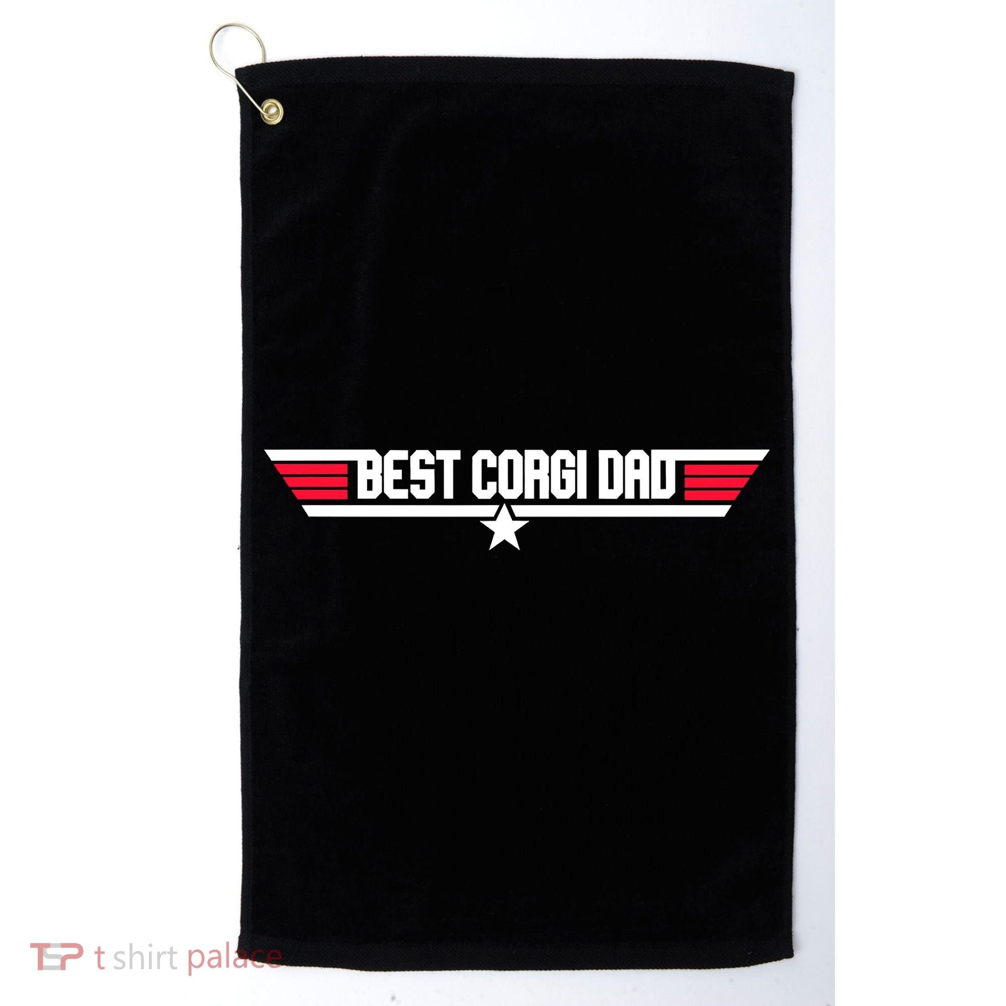 Father's Day Funny Dog Father 80s Best Corgi Dad Golf Towel