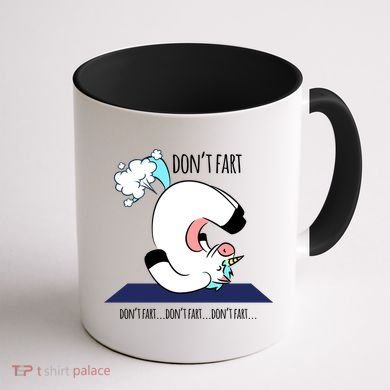 Funny Don't Fart Unicorn Doing Yoga Workout Pose Gift Coffee Mug back