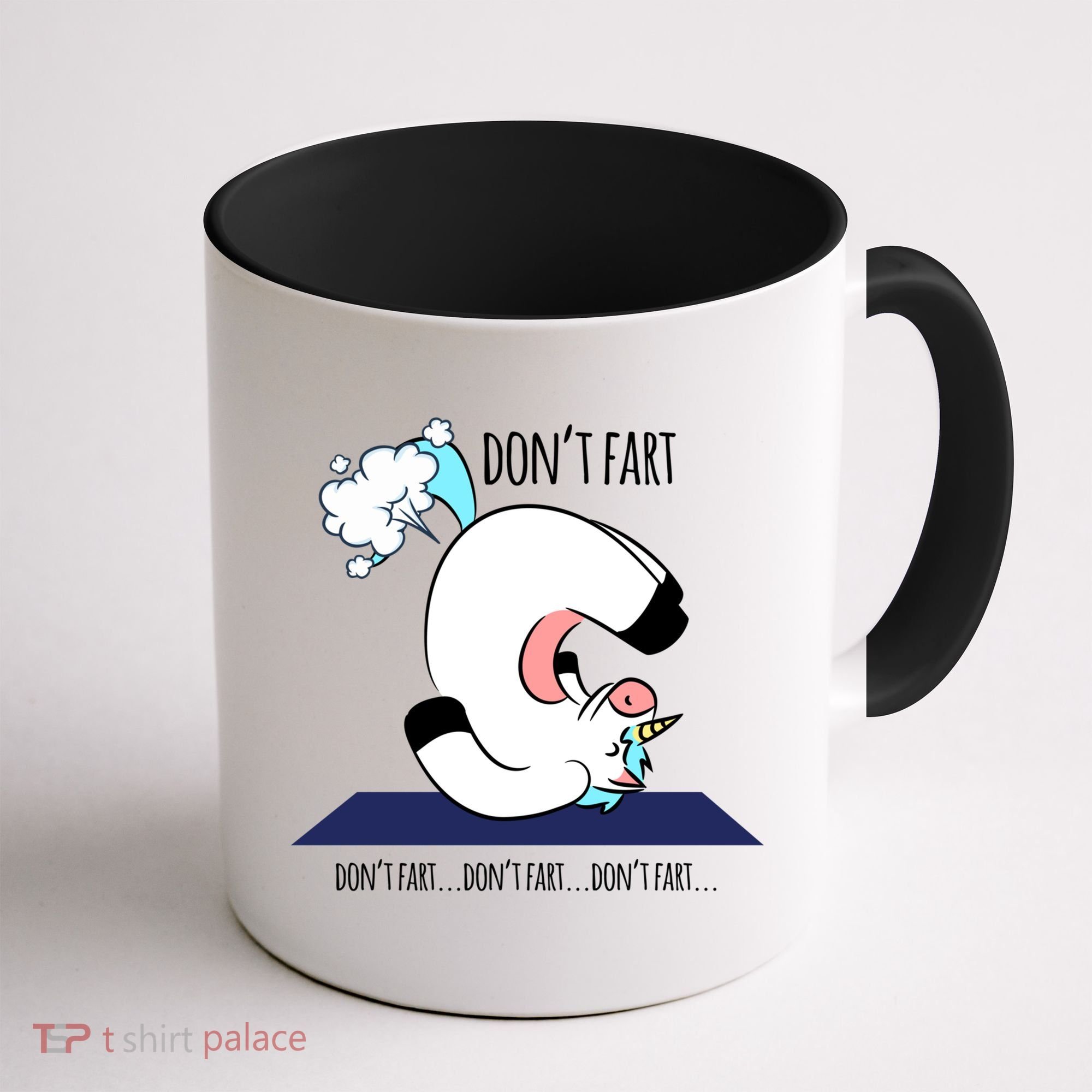 Funny Don't Fart Unicorn Doing Yoga Workout Pose Gift Coffee Mug