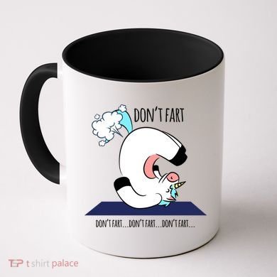 Funny Don't Fart Unicorn Doing Yoga Workout Pose Gift Coffee Mug