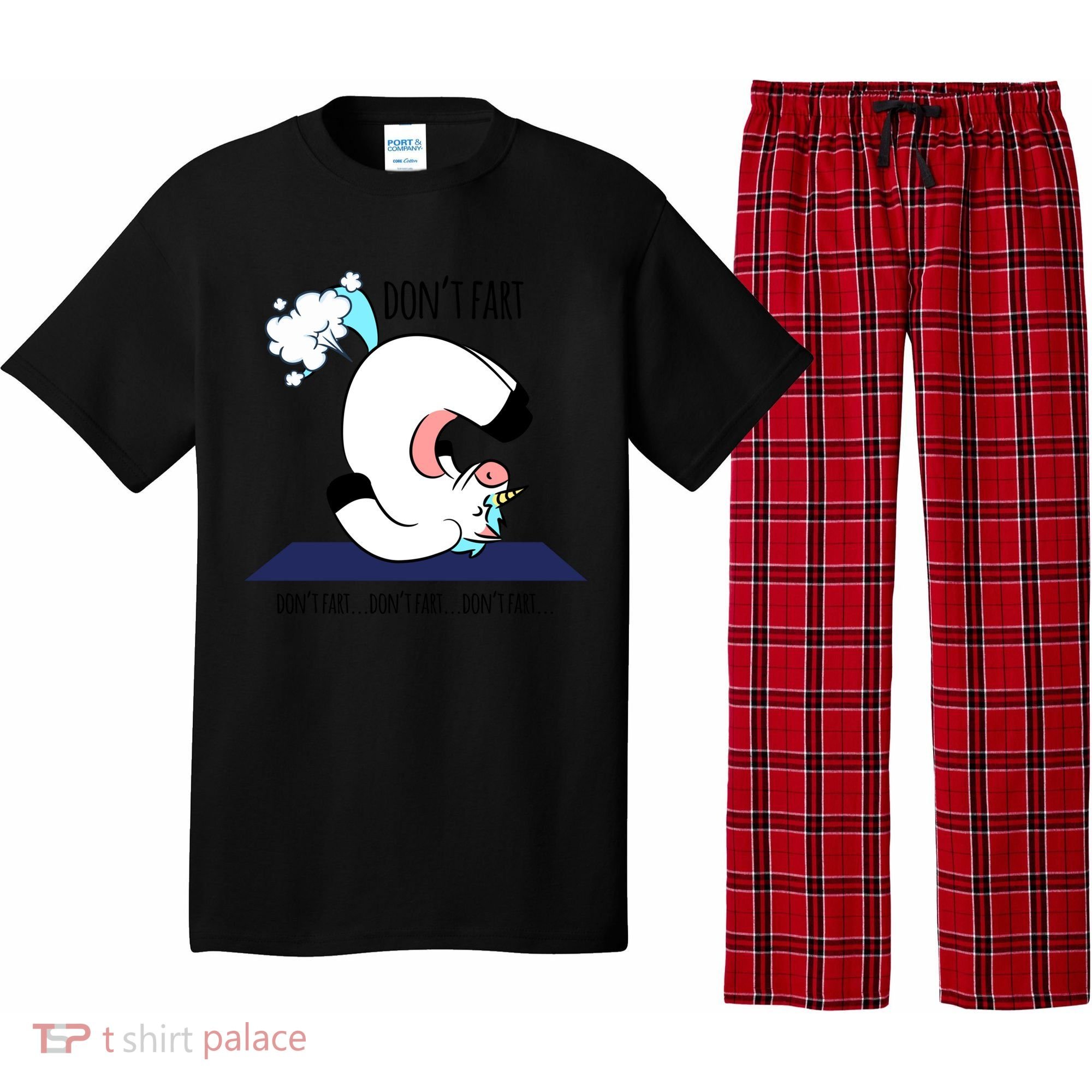 Funny Don't Fart Unicorn Doing Yoga Workout Pose Gift Pajama Set