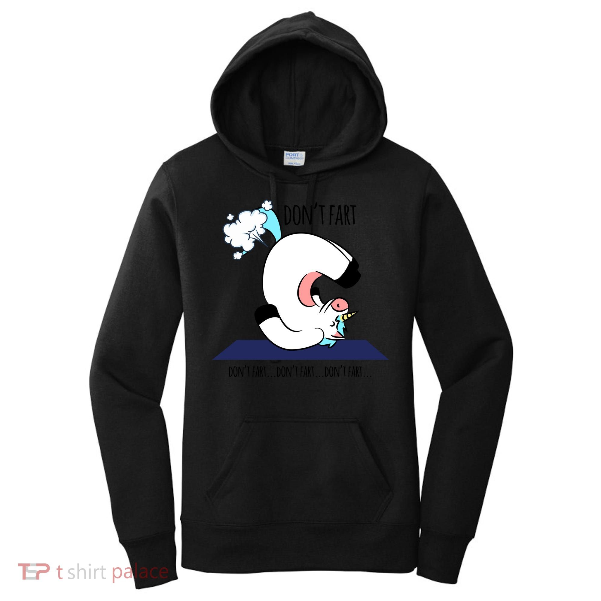 Funny Don't Fart Unicorn Doing Yoga Workout Pose Gift Women's Hoodie