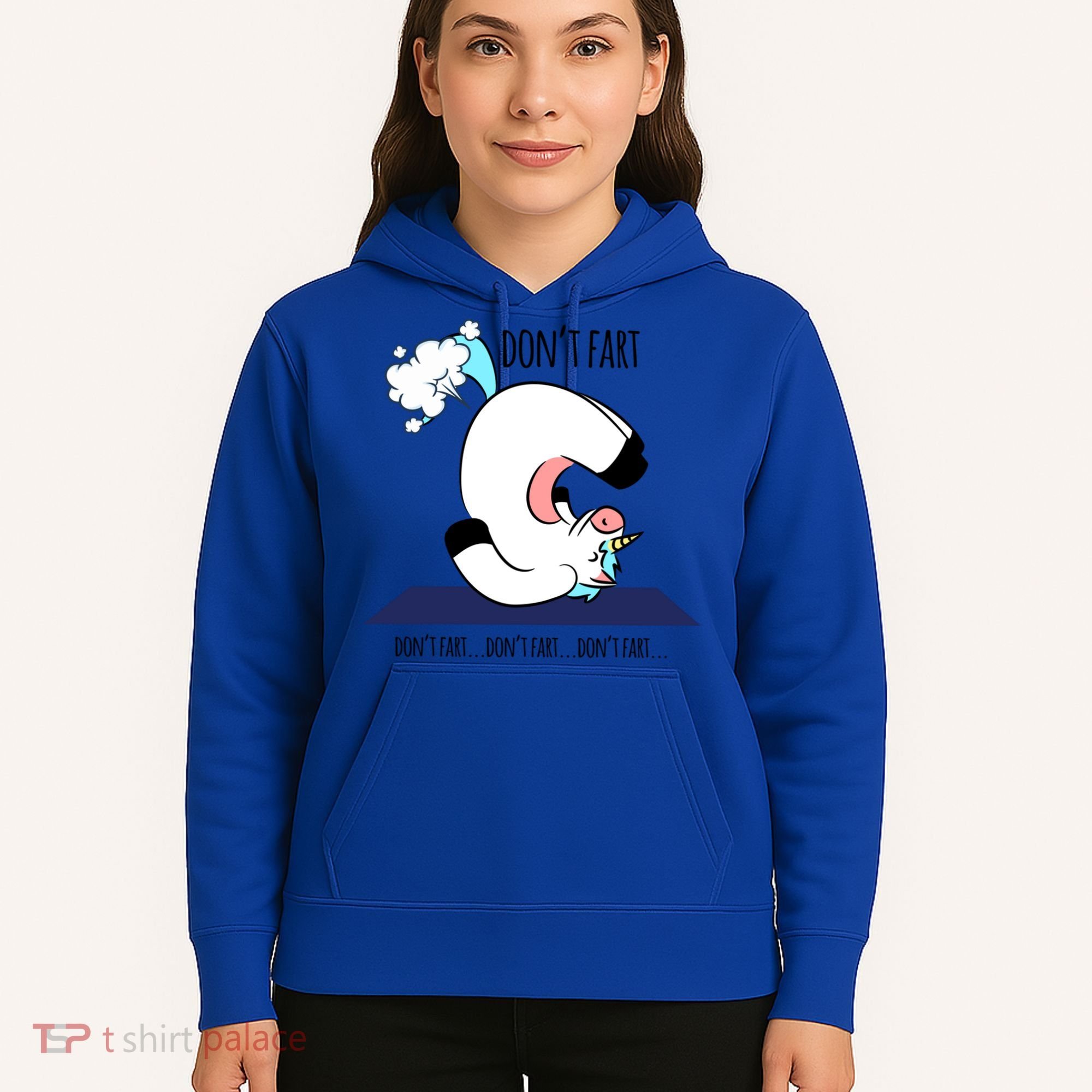 Funny Don't Fart Unicorn Doing Yoga Workout Pose Gift Hoodie