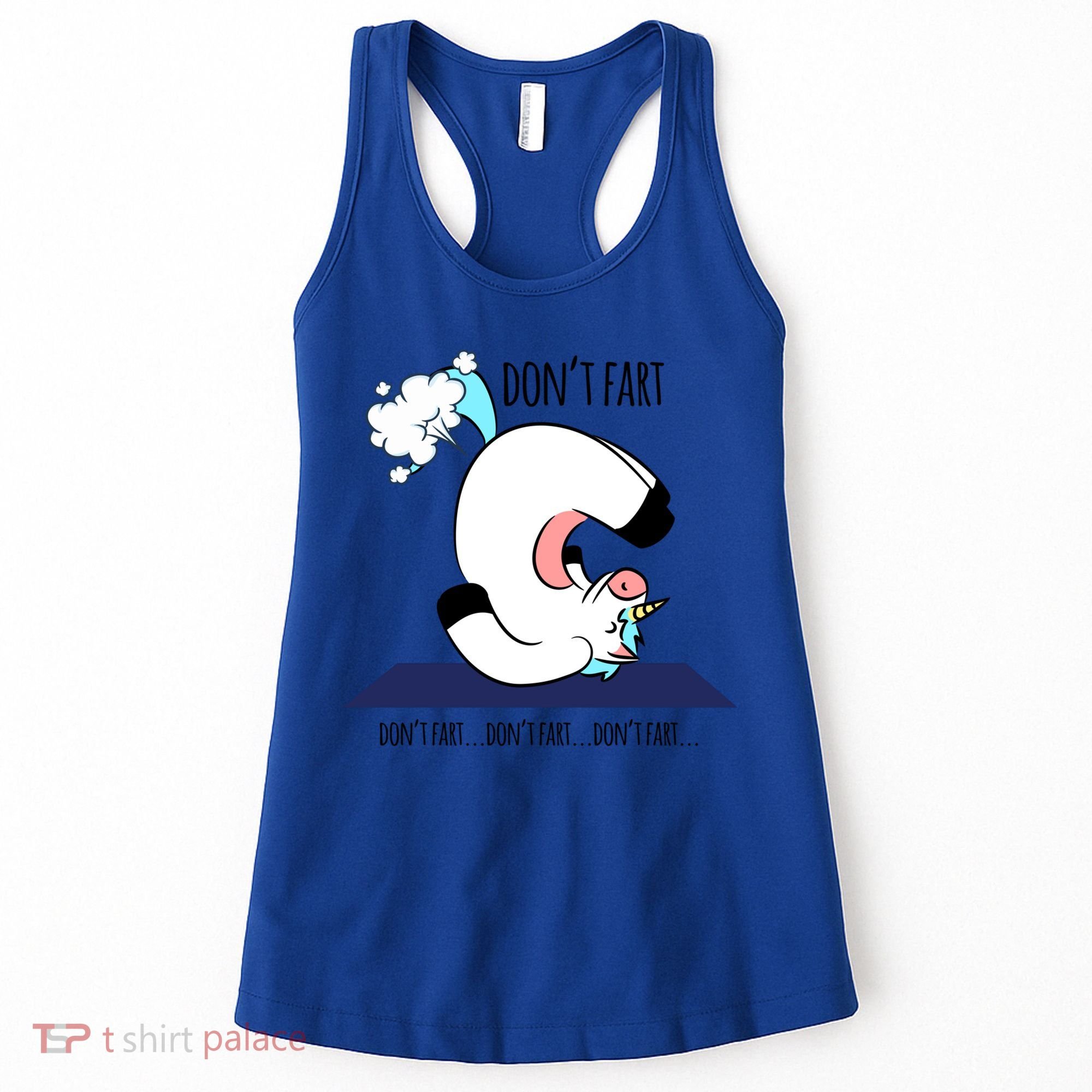 Funny Don't Fart Unicorn Doing Yoga Workout Pose Gift Women's Tank Top