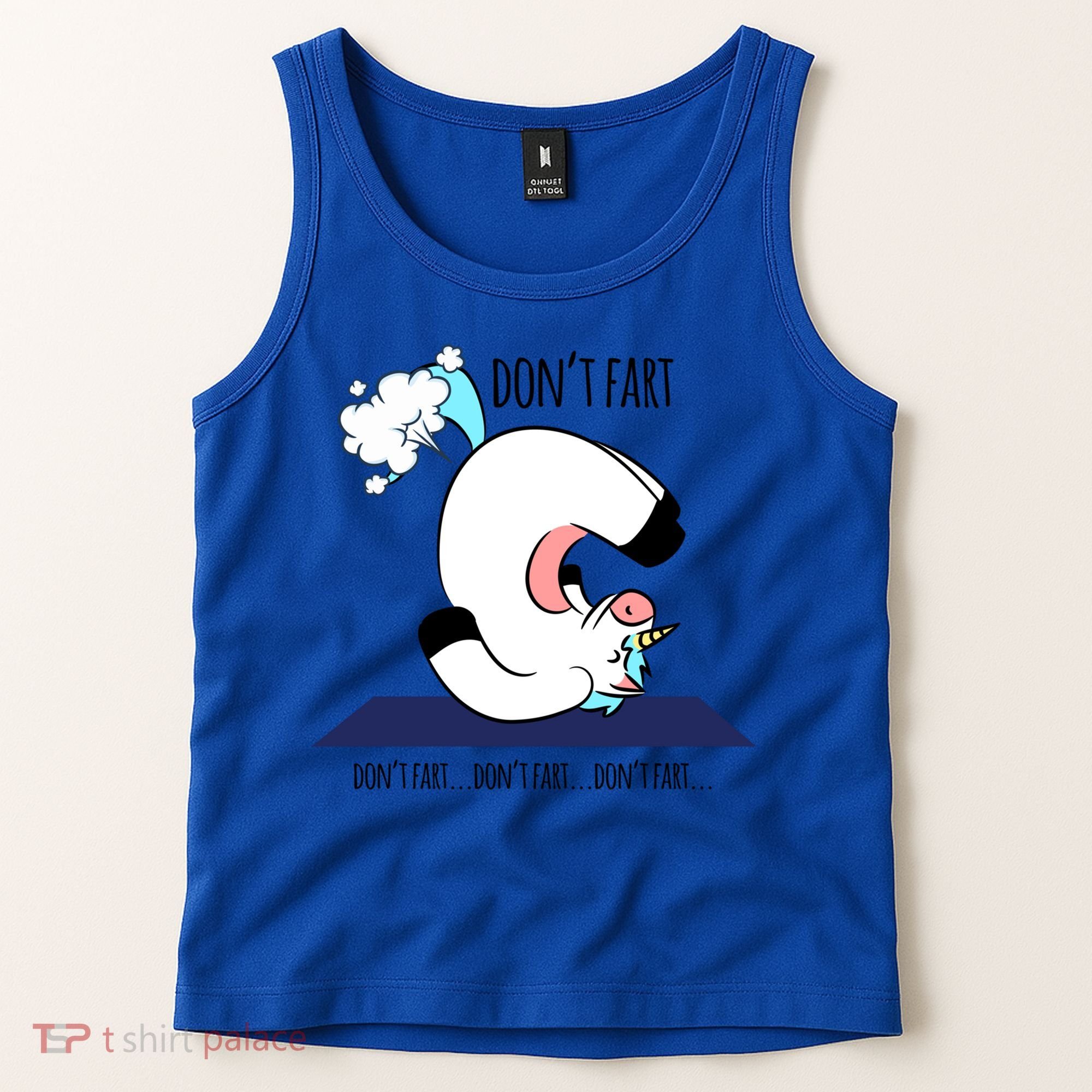 Funny Don't Fart Unicorn Doing Yoga Workout Pose Gift Tank Top