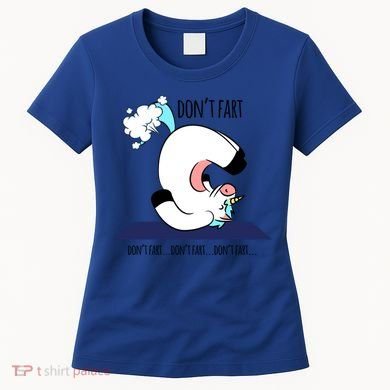 Funny Don't Fart Unicorn Doing Yoga Workout Pose Gift Women's T-Shirt