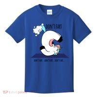 Funny Don't Fart Unicorn Doing Yoga Workout Pose Gift Kids T-Shirt thumb 0