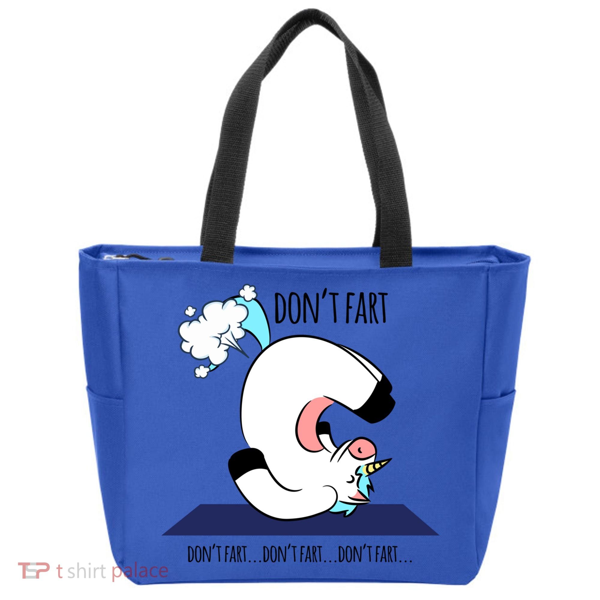 Funny Don't Fart Unicorn Doing Yoga Workout Pose Gift Tote Bag