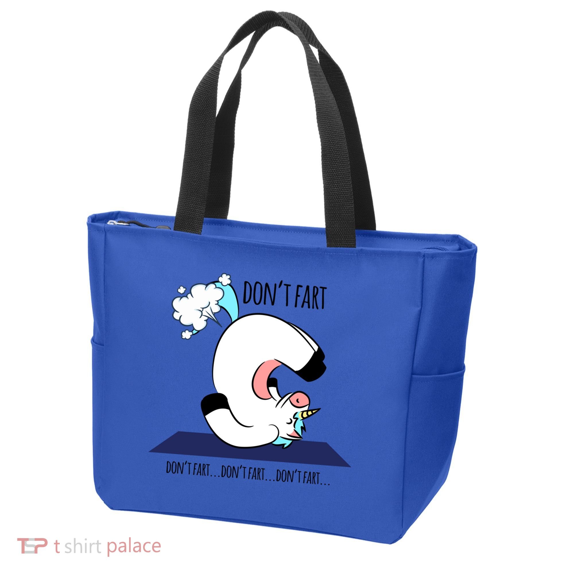 Funny Don't Fart Unicorn Doing Yoga Workout Pose Gift Tote Bag