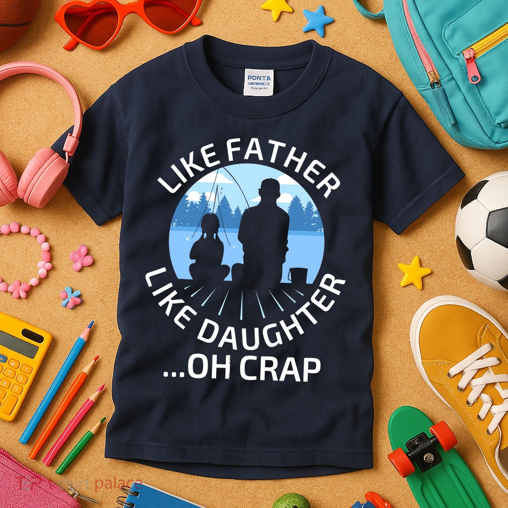 Fathers Day Fishing Father Like Father Like Daughter Oh Crap Kids T-Shirt